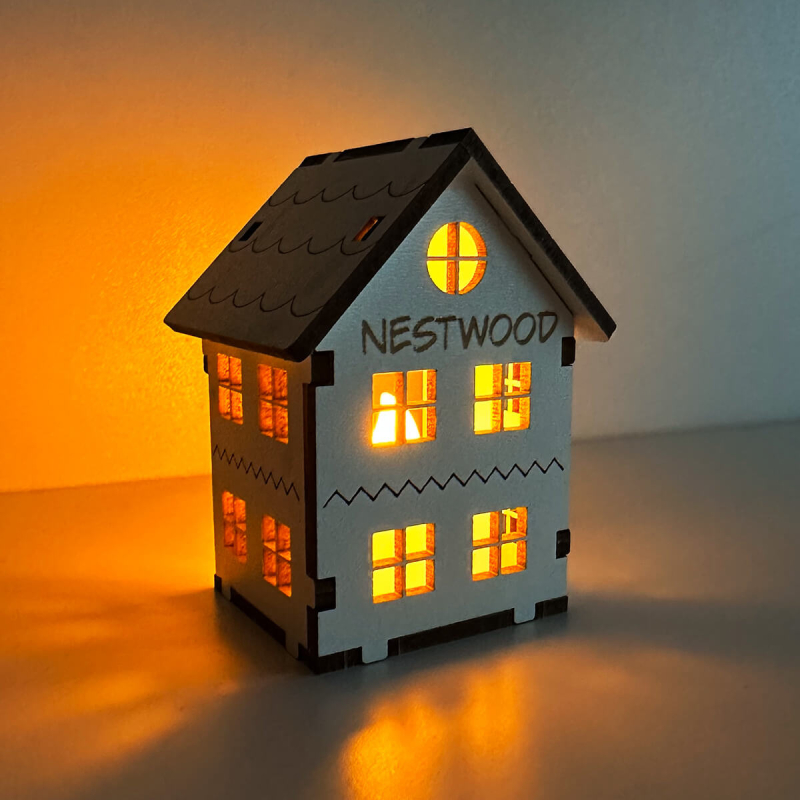 Новорічний та різдвяний декор - Міні Будиночок NestWood з Led-свічкою