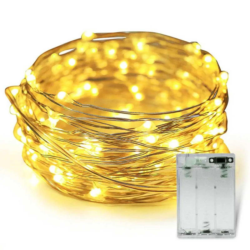 LED-гірлянда 5м +usb (освітлення) для лялькового будиночка NestWood, тепле світло, 2в1 на батарейках + usb